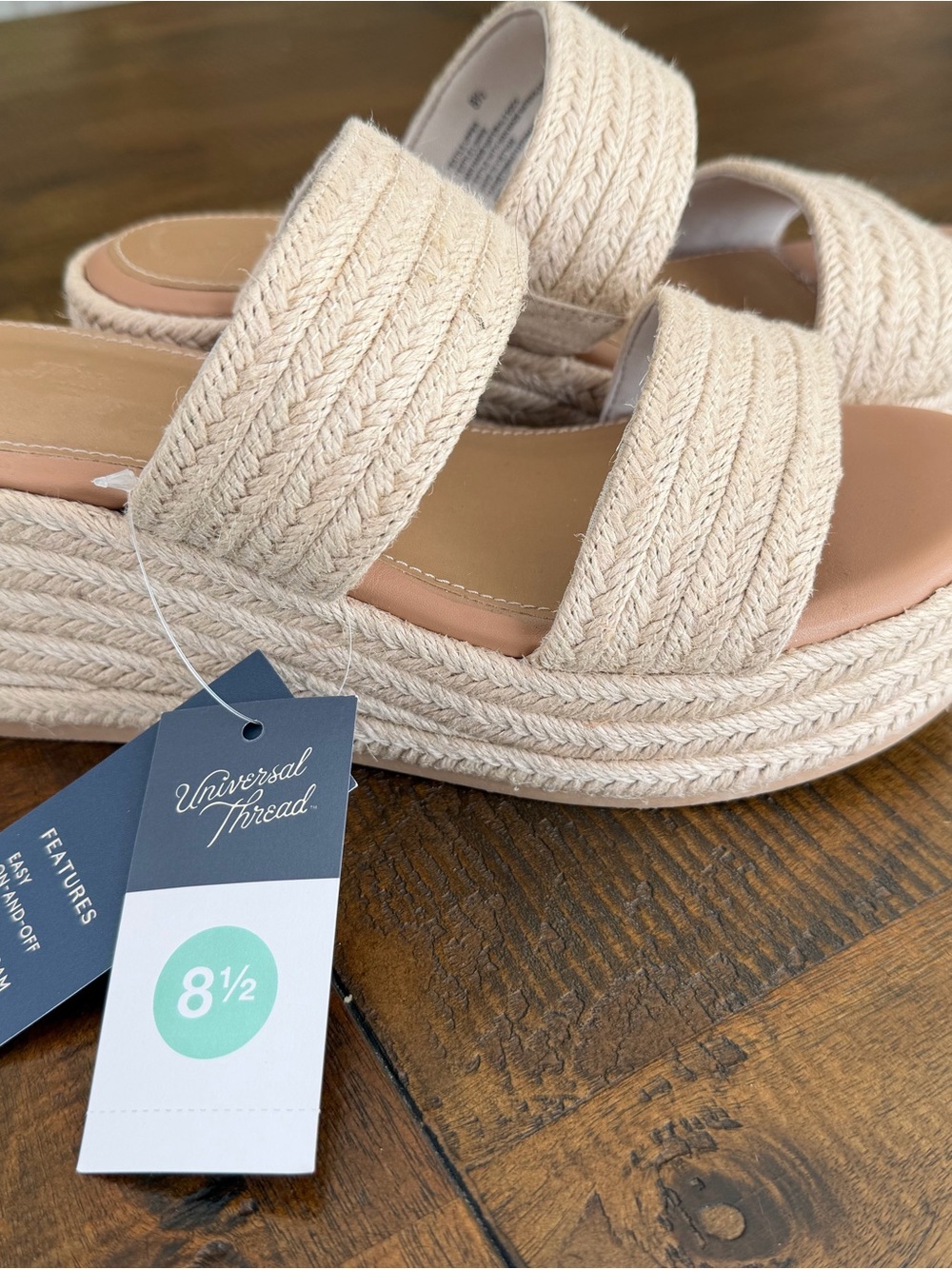 NWT Beige Braided Platform Wedge Sandals
